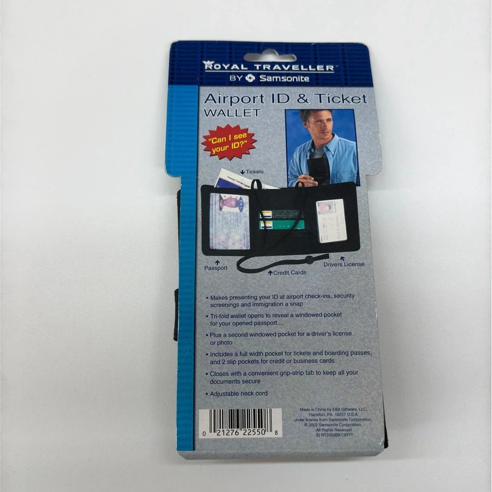Royal Traveller by Samsonite Airport ID Ticket Wallet Black Passport Holder NEW